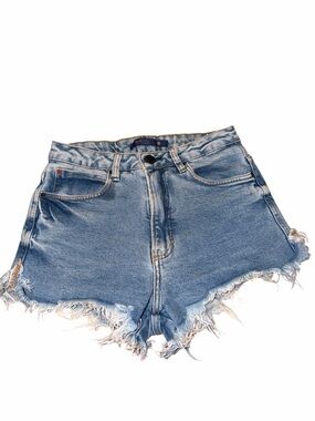 Women's Distressed High-Rise Light Blue Denim Shorts